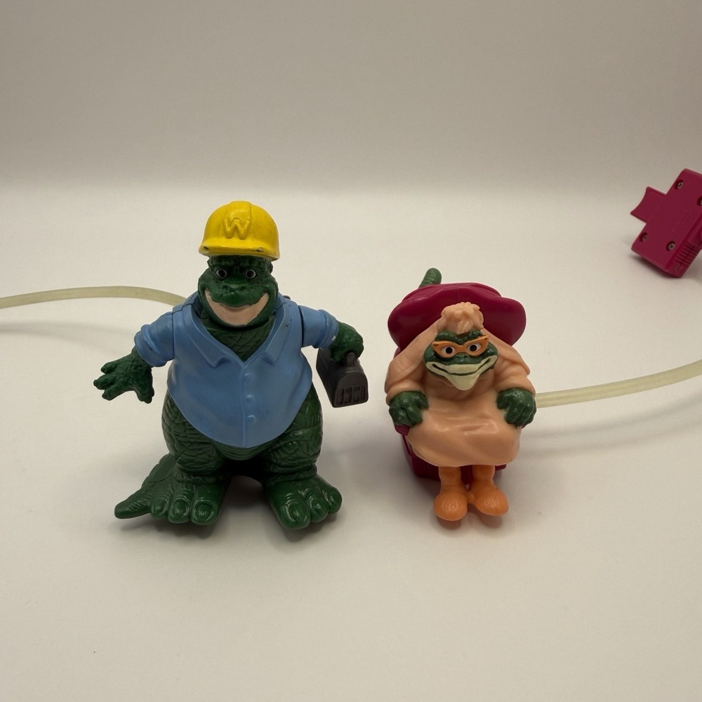 Vintage 90s Disney The Dinosaurs Dad Earl Sinclair & Grandma Pump Toy, McDonalds